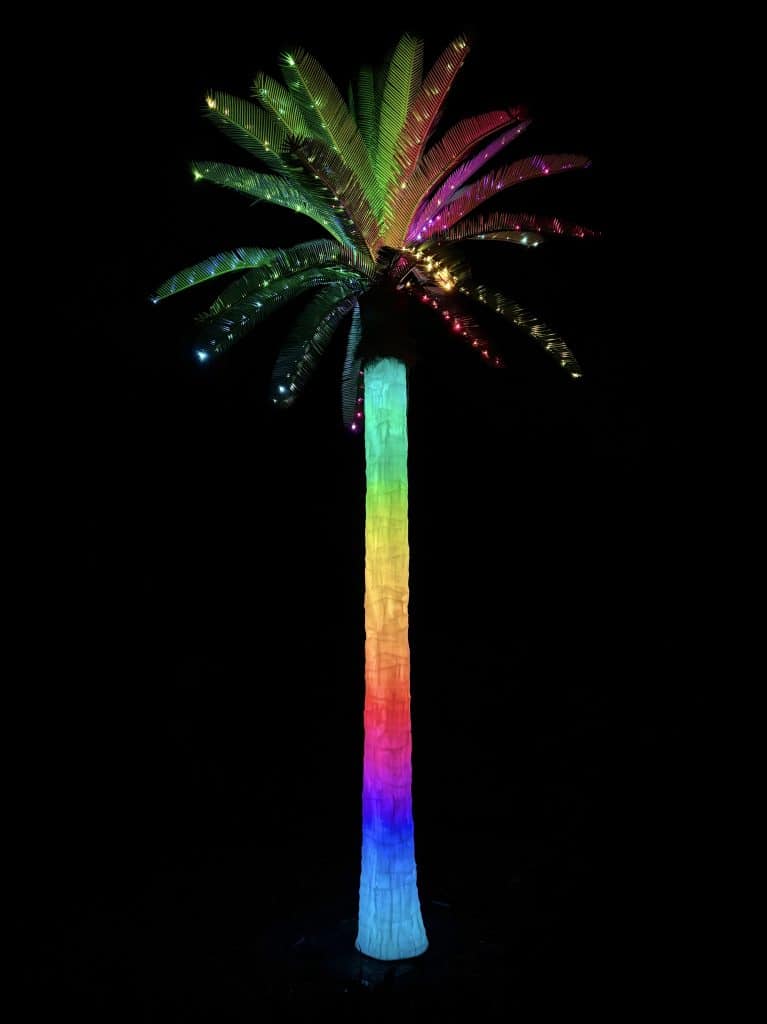Outdoor Artificial Palm Trees 12 lighted outdoor artificial palm tree at dusk