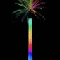 lighted outdoor artificial palm tree at dusk